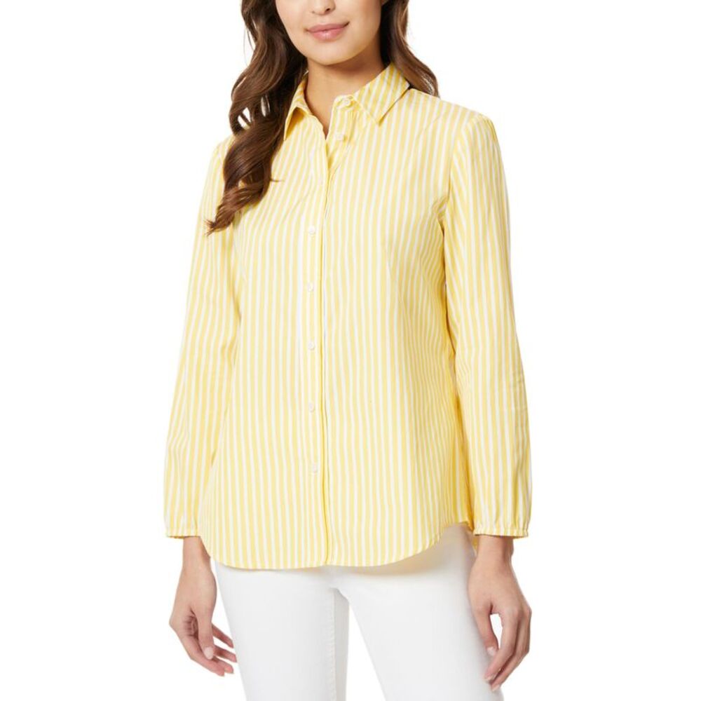 Jones New York Womens Slim Fit Button Down Blouse Top